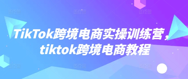 TikTok跨境电商实操训练营，tiktok跨境电商教程-谷进海小站