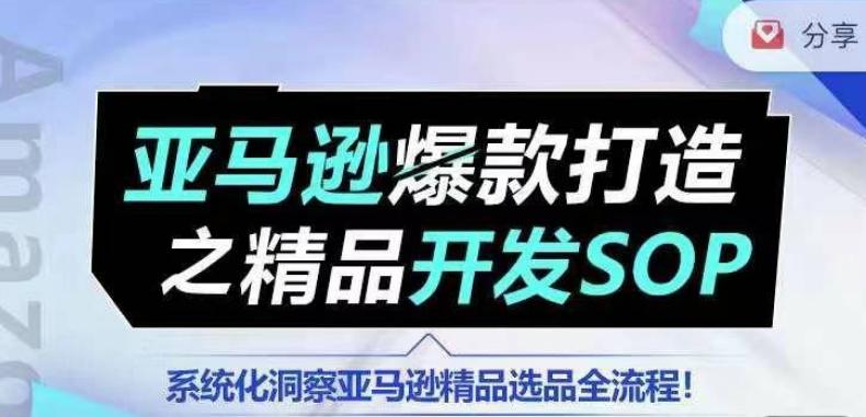 【训练营】亚马逊爆款打造之精品开发SOP，系统化洞察亚马逊精品选品全流程-谷进海小站
