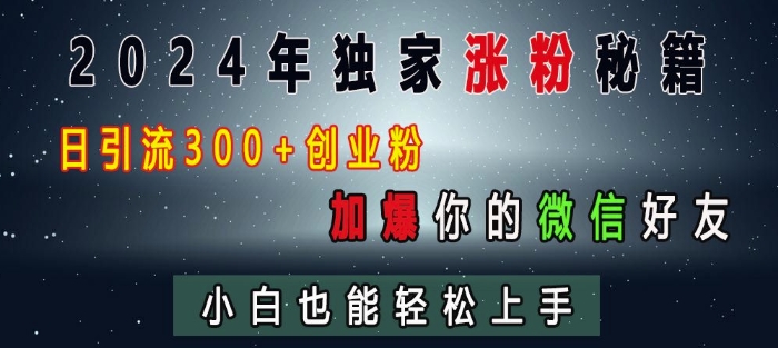 2024年独家涨粉秘籍，日引流300+创业粉，加爆你的微信好友，小白也能轻松上手-谷进海小站