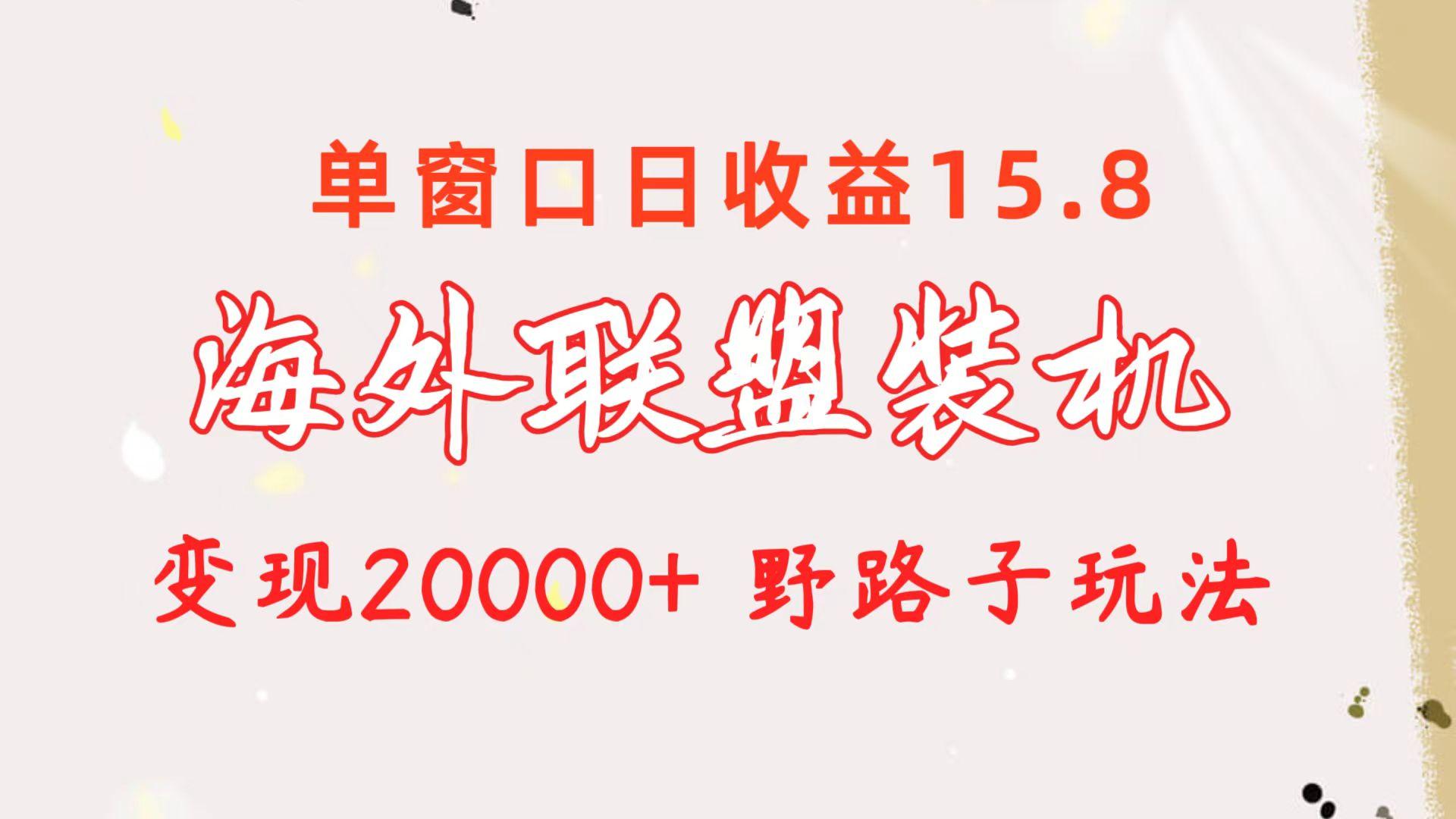 海外联盟装机 单窗口日收益15.8  变现20000+ 野路子玩法-谷进海小站