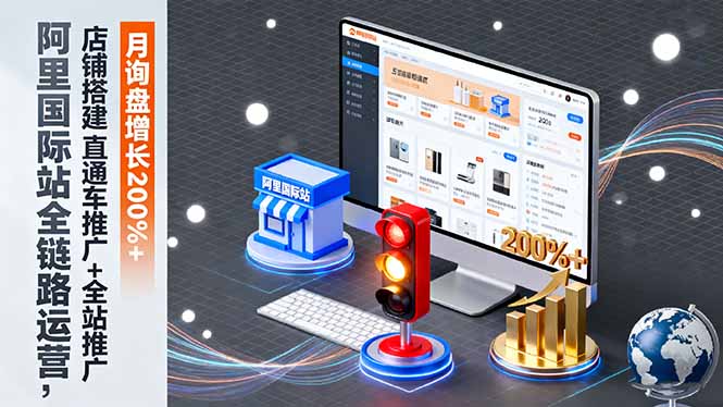 阿里国际站全链路运营，店铺搭建+直通车推广+全站推广，月询盘增长200%+-谷进海小站