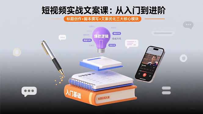 短视频实战文案课：从入门到进阶 标题创作+脚本撰写+文案优化三大核心模块-谷进海小站