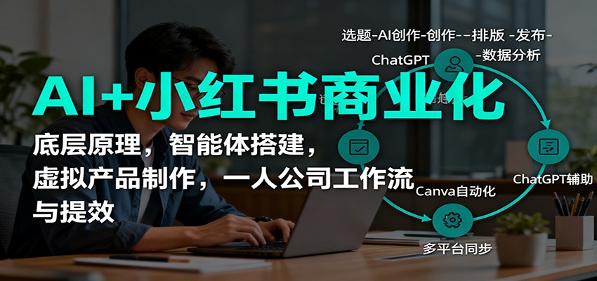 AI+小红书商业化，底层原理，智能体搭建，虚拟产品制作，一人公司工作流与提效-谷进海小站