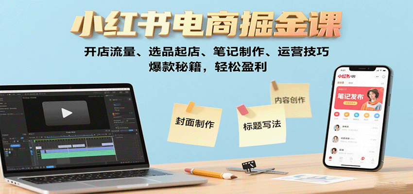 小红书电商掘金课：开店流量、选品起店、笔记制作、运营技巧，爆款秘籍，轻松盈利-谷进海小站