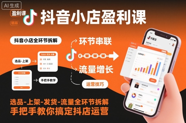 抖音小店盈利课-选品-上架-发货-流量全环节拆解，手把手教你搞定抖店运营-谷进海小站