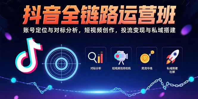 抖音全链路运营班：账号定位与对标分析，短视频创作，投流变现与私域搭建-谷进海小站