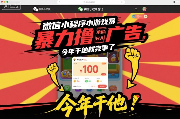 微信小程序小游戏暴力撸广告，单机日入100，今年干他就完事了-谷进海小站