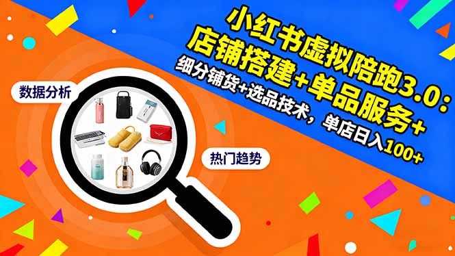 小红书虚拟陪跑3.0：店铺搭建+单品服务+细分铺货+选品技术，单店日入100+-谷进海小站