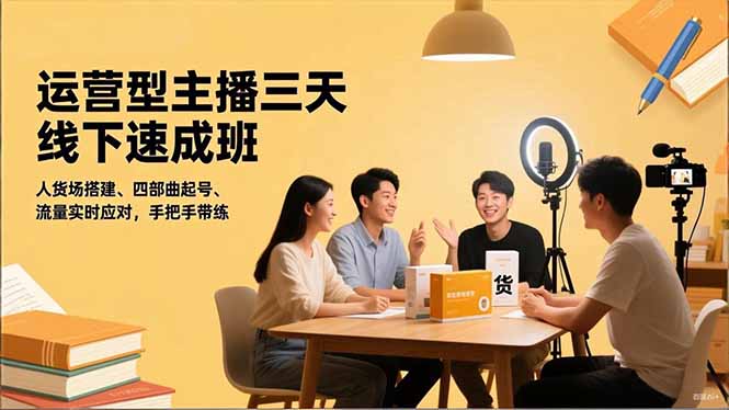 运营型主播三天线下班，人货场搭建,四部曲起号,流量实时应对，手把手带练-谷进海小站