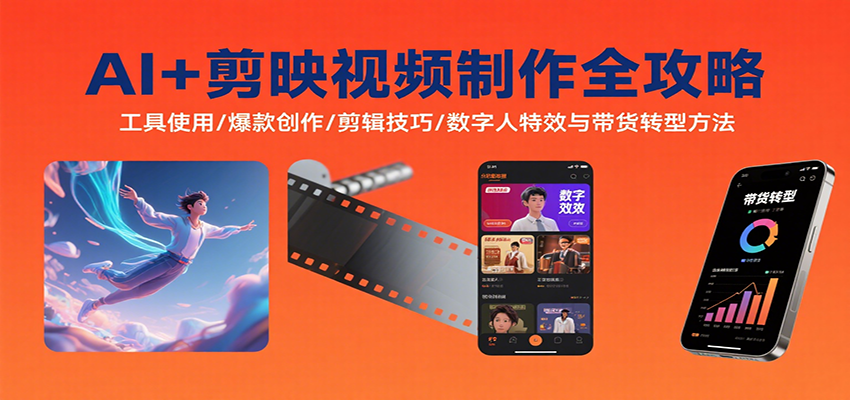 AI+剪映视频制作全攻略：工具使用/爆款创作/剪辑技巧/数字人特效与带货转型方法-谷进海小站