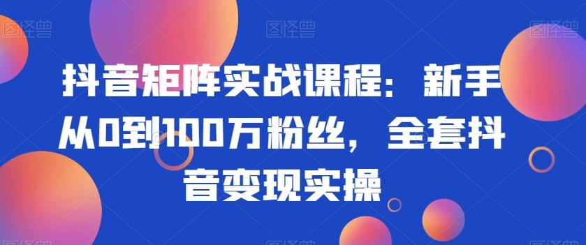 抖音矩阵实战课程：新手从0到100万粉丝，全套抖音变现实操-谷进海小站
