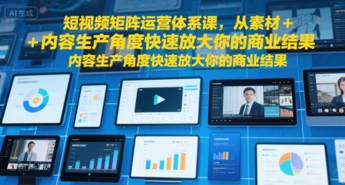 短视频矩阵运营体系课，从素材+内容生产角度快速放大你的商业结果-谷进海小站