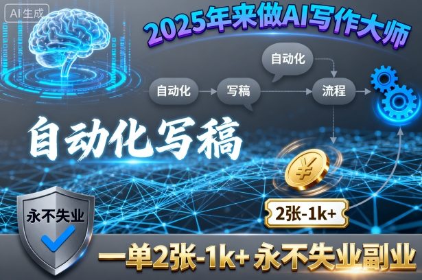 2025年来做AI写作大师，自动化写稿，一单2张-1k+，永不失业副业-谷进海小站