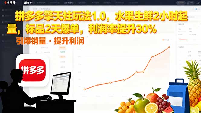 拼多多 擎天柱玩法1.0，水果生鲜2小时起量，标品2天爆单，利润率提升30%-谷进海小站