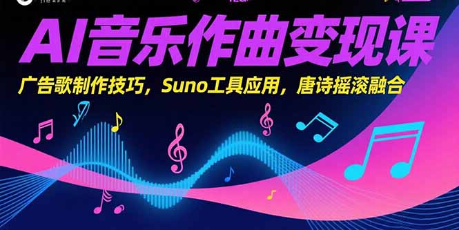 AI音乐作曲变现课，广告歌制作技巧，Suno工具应用，唐诗摇滚融合-谷进海小站