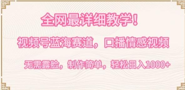 全网最详细教学，视频号蓝海赛道，口播情感视频，无需露脸，制作简单，轻松实现日入1000+【揭秘】-谷进海小站