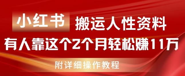 小红书搬运人性资料，有人靠这个2个月轻松赚11w，附教程【揭秘】-谷进海小站