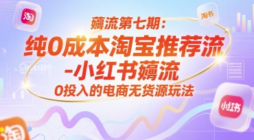薅流第七期：纯0成本淘宝推荐流-小红书薅流最新版目，0投入的电商无货源玩法(附赠往期)-谷进海小站