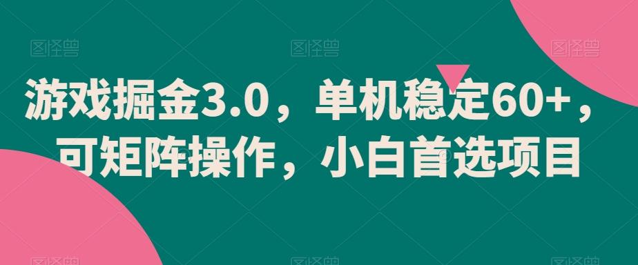 游戏掘金3.0，单机稳定60+，可矩阵操作，小白首选项目【揭秘】-谷进海小站