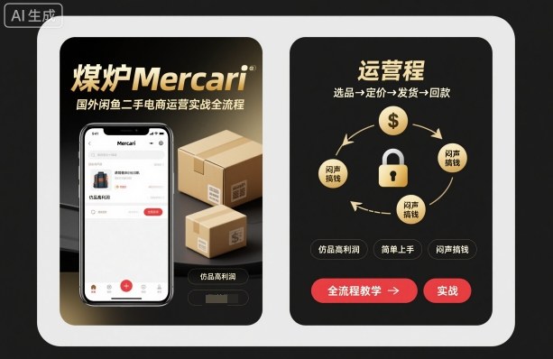 煤炉Mercari国外闲鱼二手电商运营实战全流程，仿品高利润，简单上手，闷声搞钱-谷进海小站