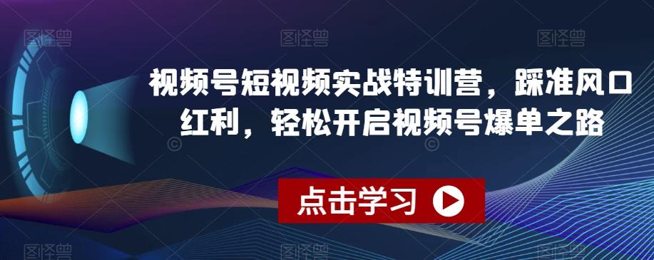 视频号短视频实战特训营，踩准风口红利，轻松开启视频号爆单之路-谷进海小站