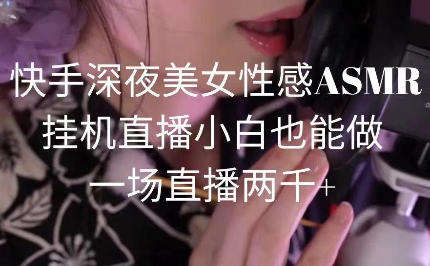 快手深夜美女性感ASMR挂机直播，小白也能做，一场直播两千+-谷进海小站