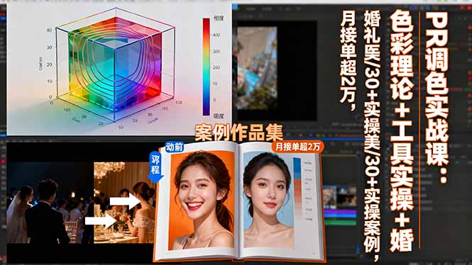 PR调色实战课：色彩理论+工具实操+婚礼医美/30+实操案例，月接单超2万-谷进海小站