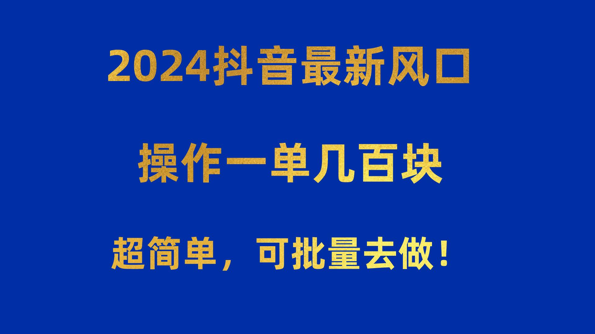 2024抖音最新风口！操作一单几百块！超简单，可批量去做！！！-谷进海小站