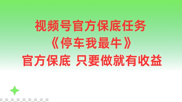 视频号官方保底任务，停车我最牛，官方保底只要做就有收益【揭秘】-谷进海小站