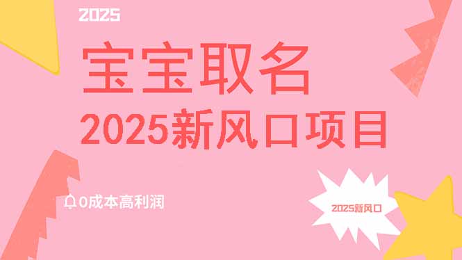 2025新风口项目宝宝取名，0成本高利润，附保姆级教程，月入过万不是梦-谷进海小站