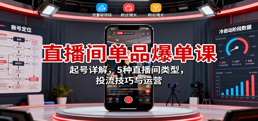直播间单品爆单课：起号详解，5种直播间类型，投流技巧与运营-谷进海小站