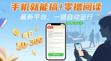 手机就能搞！零撸阅读挂G，最新平台，一键自动运行，随时随地挣，单日50-3张+【揭秘】-谷进海小站