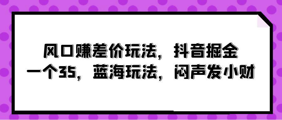 (10022期)风口赚差价玩法，抖音掘金，一个35，蓝海玩法，闷声发小财-谷进海小站