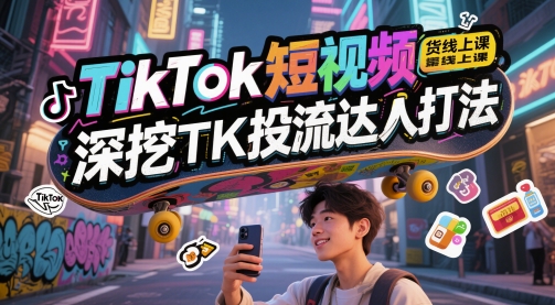 TikTok短视频带货线上课，深挖TK投流达人打法-谷进海小站
