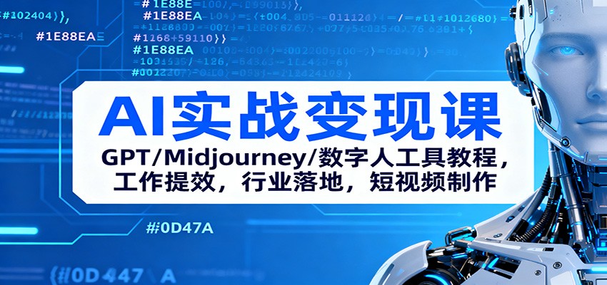 AI实战变现课：GPT/Midjourney/数字人工具教程，工作提效，行业落地，短视频制作-谷进海小站