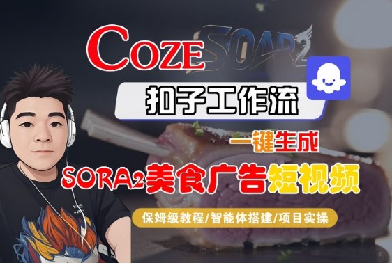 Coze扣子智能体工作流一键生成“SORA2美食广告“短视频，全流程保姆级教学-谷进海小站