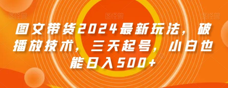 图文带货2024最新玩法，破播放技术，三天起号，小白也能日入500+【揭秘】-谷进海小站