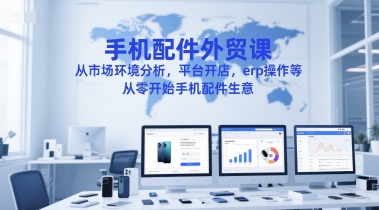 手机配件外贸课，从市场环境分析，平台开店，erp操作等，从零开始手机配件生意-谷进海小站