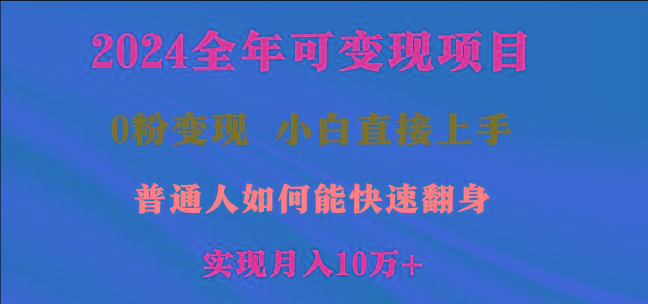 2024全年可变现项目，一天收益至少2000+，小白上手快，普通人就要利用互…-谷进海小站