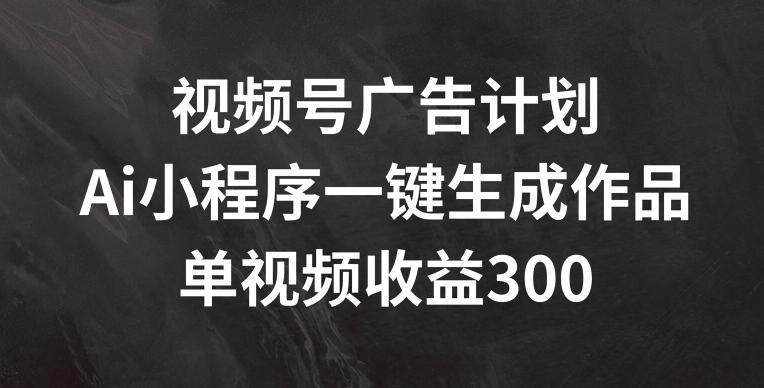 视频号广告计划，AI小程序一键生成作品， 单视频收益300+【揭秘】-谷进海小站