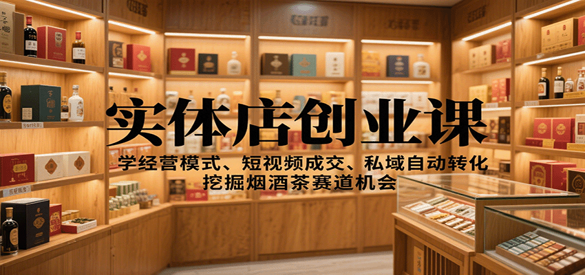 实体店创业课：学经营模式、短视频成交、私域自动转化，挖掘烟酒茶赛道机会-谷进海小站