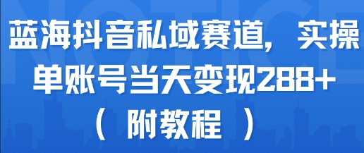 蓝海抖音私域赛道，实操单账号当天变现288+(附教程)-谷进海小站