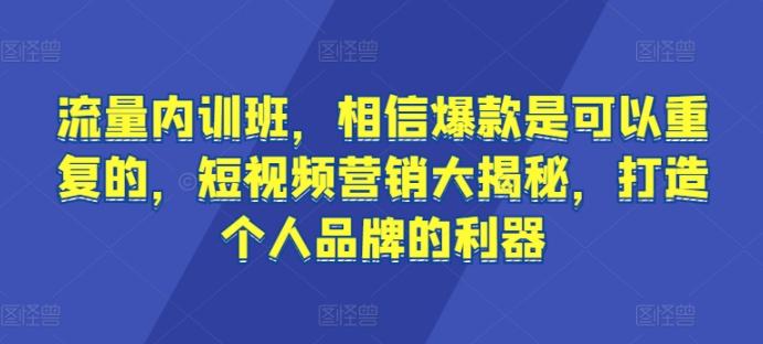 流量内训班，相信爆款是可以重复的，短视频营销大揭秘，打造个人品牌的利器-谷进海小站
