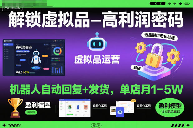 解锁虚拟品高利润密码：机器人自动回复+发货，单店月1-5W【揭秘】-谷进海小站