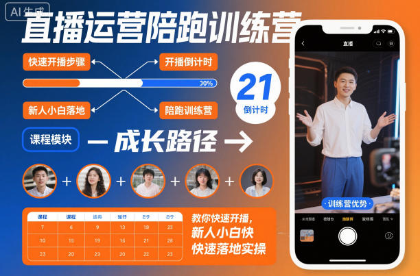 直播运营陪跑训练营，教你快速开播，新人小白快速落地实操-谷进海小站