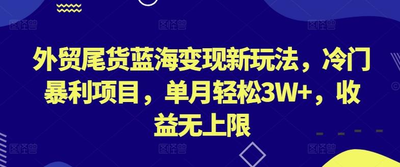 外贸尾货蓝海变现新玩法，冷门暴利项目，单月轻松3W+，收益无上限【揭秘】-谷进海小站
