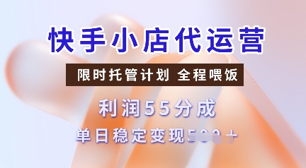 快手小店代运营，限时托管计划，收益55分，单日稳定变现多张【揭秘】-谷进海小站