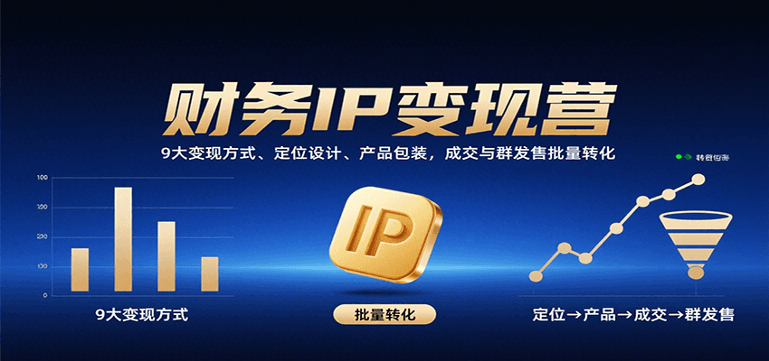 财务IP变现营：9大变现方式、定位设计、产品包装，成交与群发售批量转化-谷进海小站