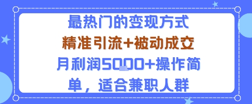 小众赛道玩法：当下最热门的变现方式，精准引流+被动成交月利润5k+操作简单，适合兼职人群-谷进海小站