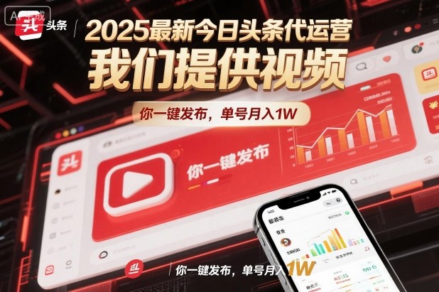 2025最新今日头条代运营，我们提供视频，你一键发布，单号月入1W【揭秘】-谷进海小站